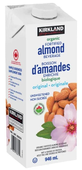 Kirkland organic almond beverage original 946ml
