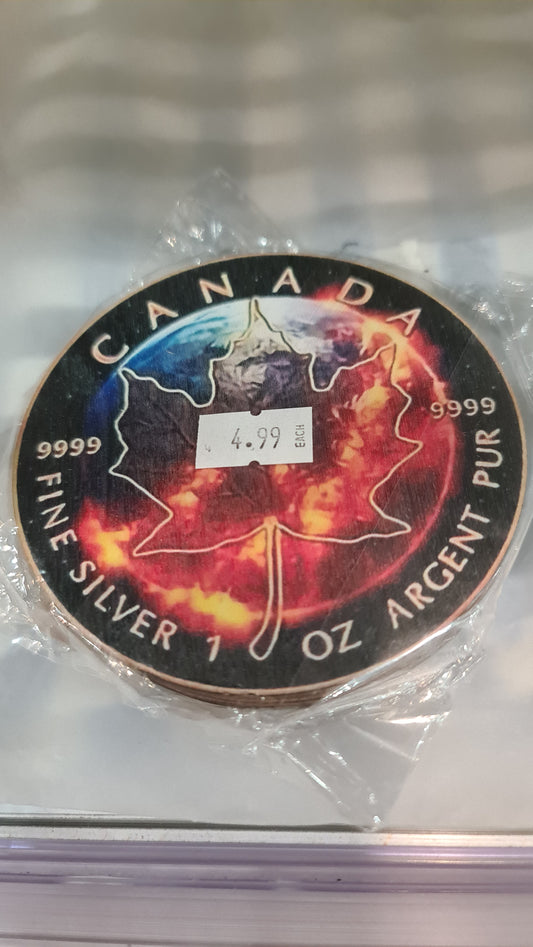 6-pc set maple leaf wooden coaters