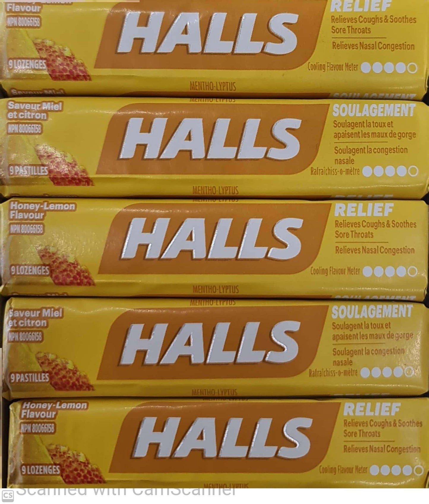 HALLS lozenge honey lemon 9pcs (20/box)