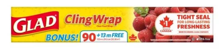 Glad cling wrap 90m + 13m free