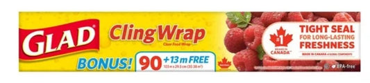 Glad cling wrap 90m + 13m free