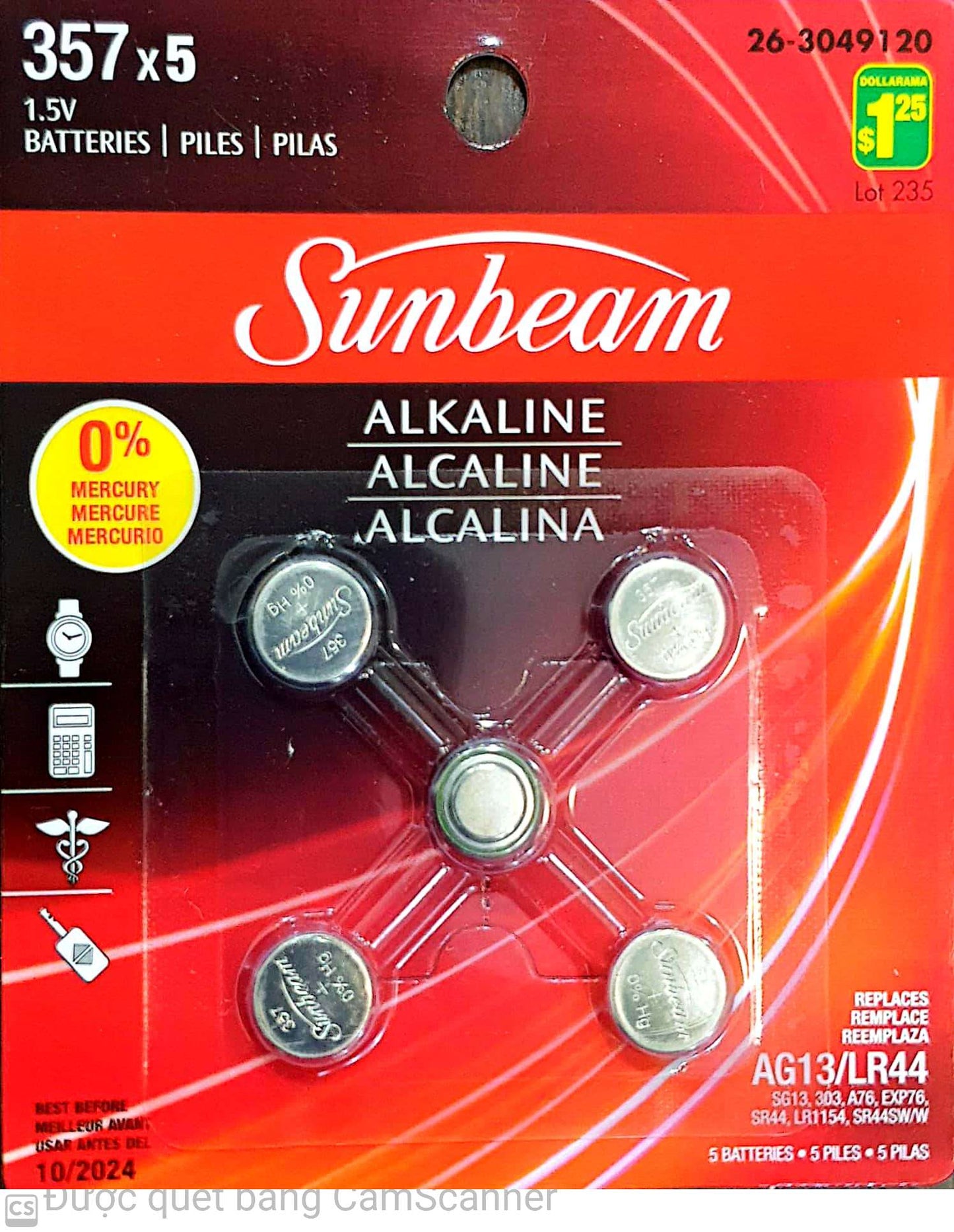 Sunbeam battery Alkaline 1.5v x 5