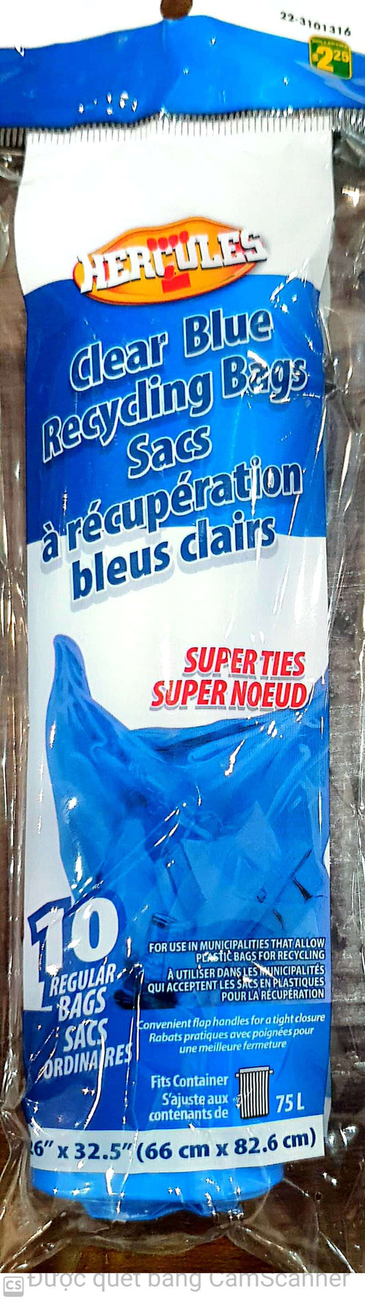 Hercules Clear blue recycling bags 10 bag 26x32.5