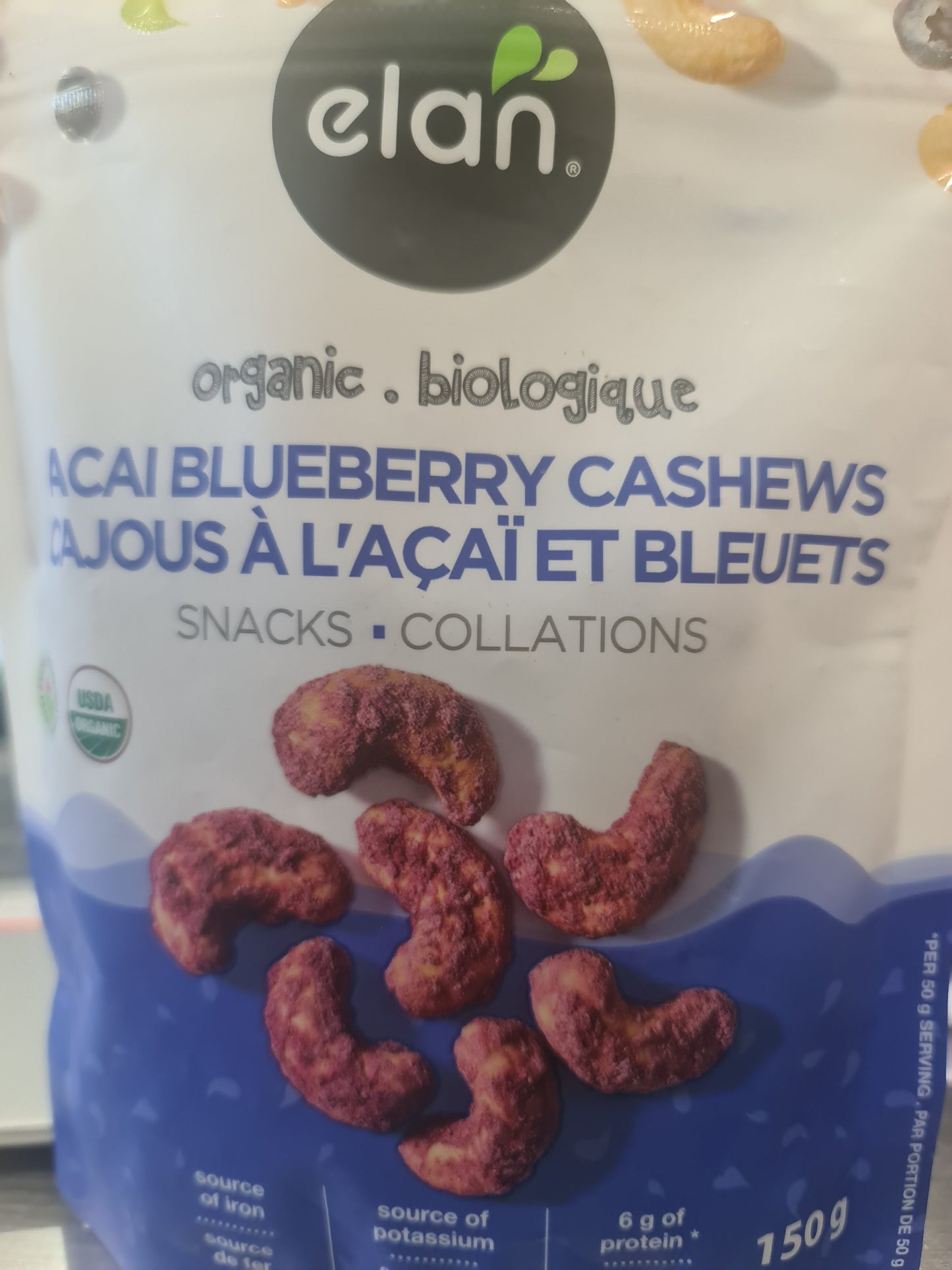 elan organic blueberry cashews 150g
