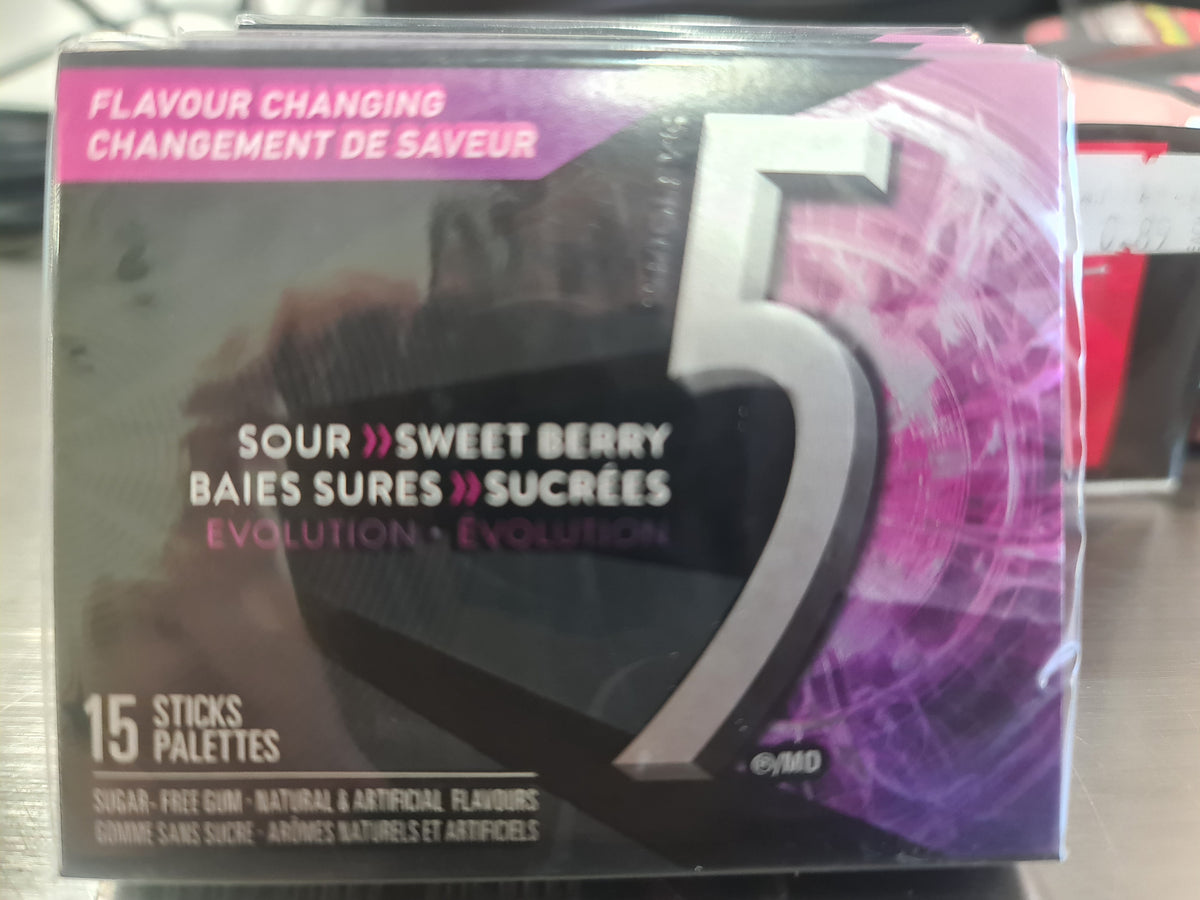 5 sour s berry chewing gum 15 stick/pack