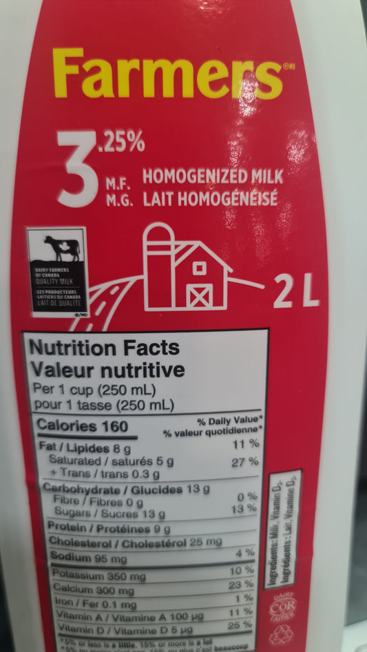 FARMERS MILK jug 3% 2L