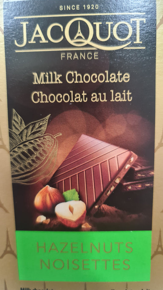 Jacquot milk chocolate hazel bar 100g