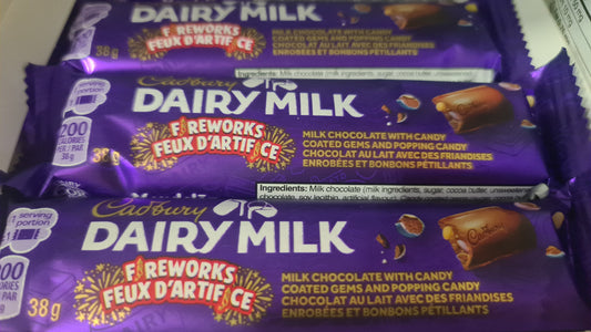 Cadbury Dairy milk fireworks chocolate bar 38g