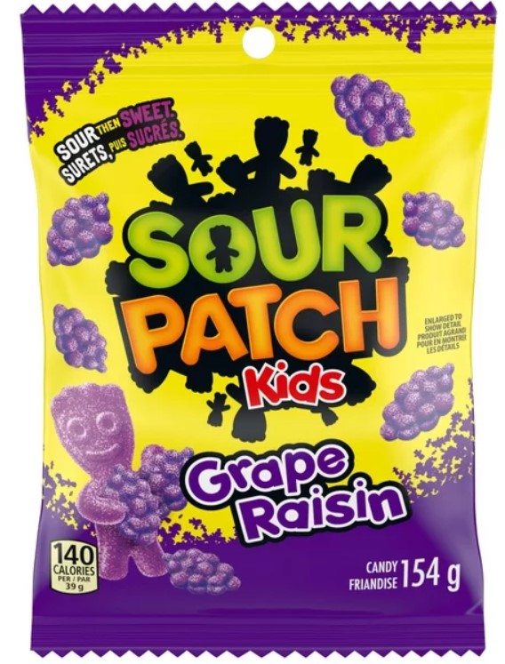 Sour patch kids grape raisin 154g