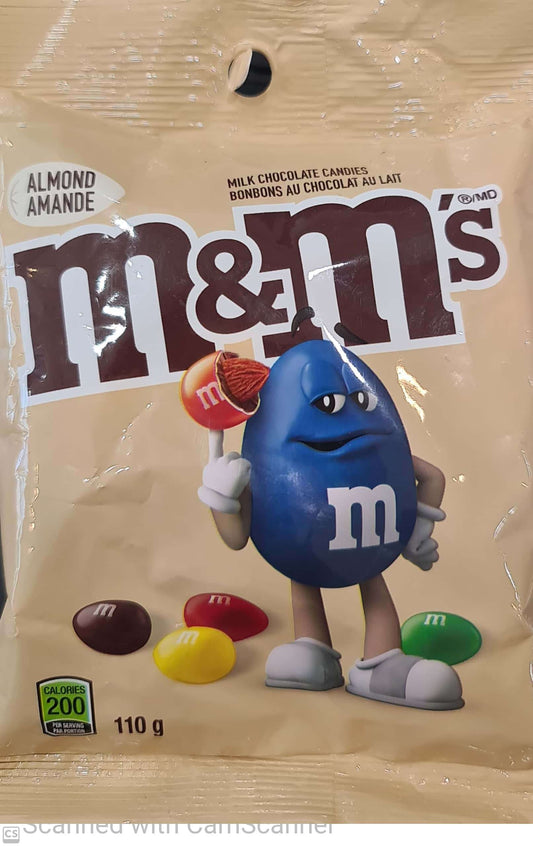 M&M peg pack almond bag 110g