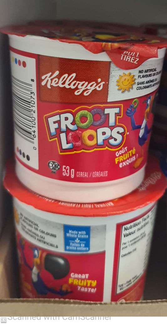 Kellogg froot loops cereal cup 53g