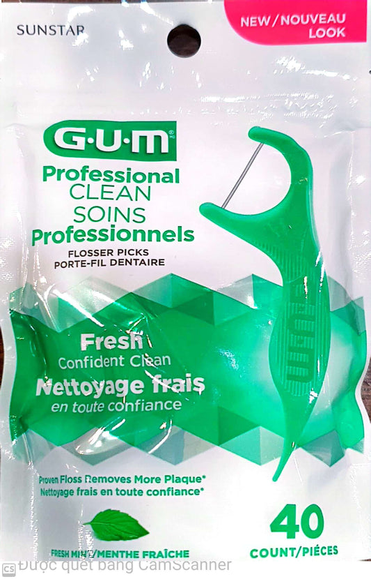 GUM Professional Mint Flosser Pick 40ct