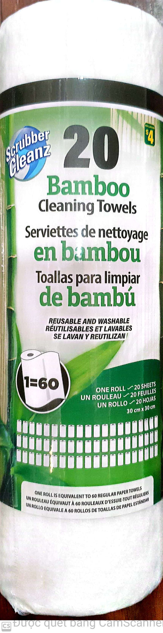 Bamboo cleaning towels roll 30x30cm