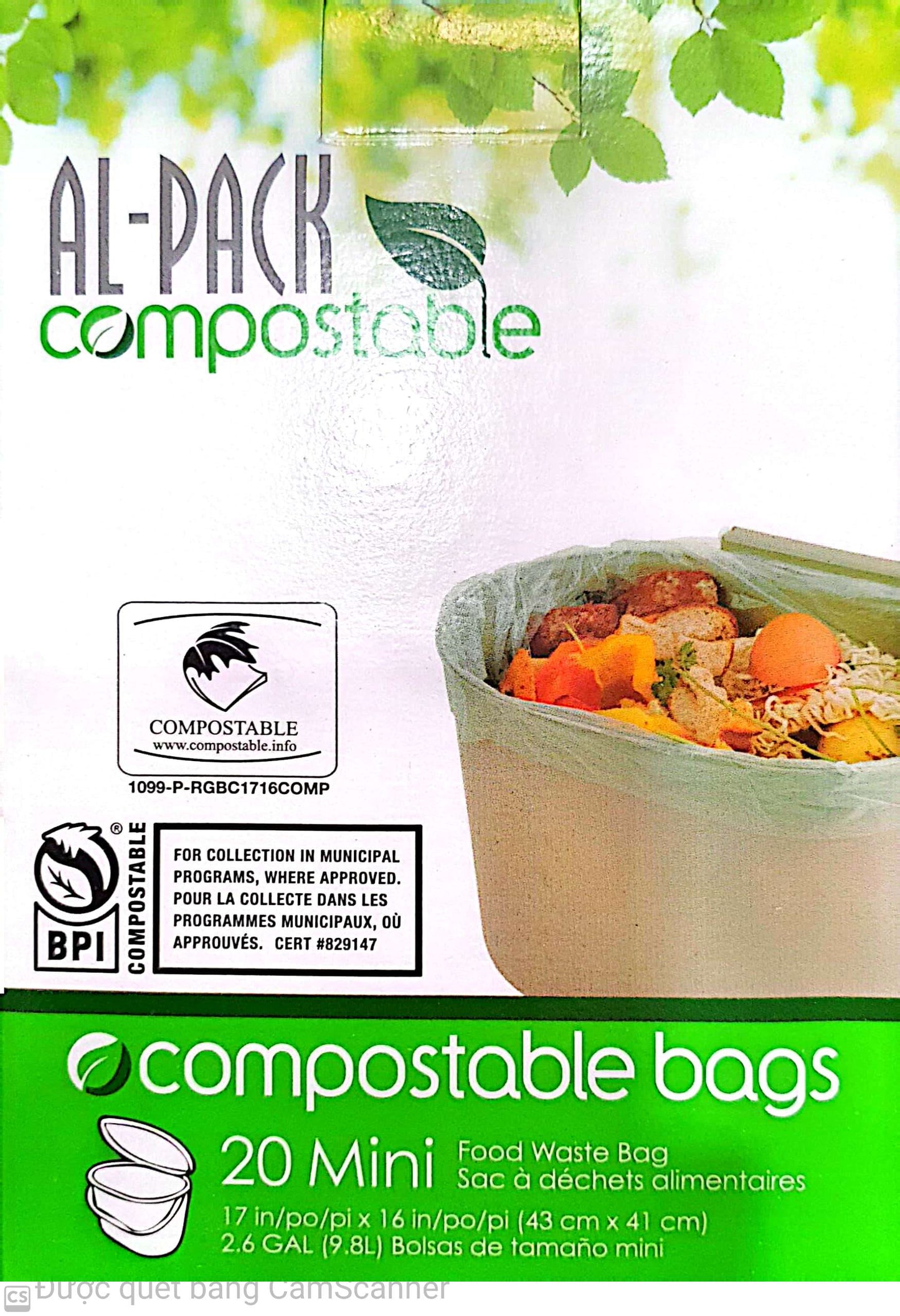 Alpak Compostable bag (17x16) 20 bags/pkg