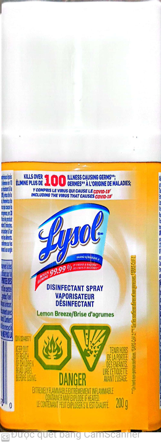 Lysol disinfectant lemon breeze spray 200g