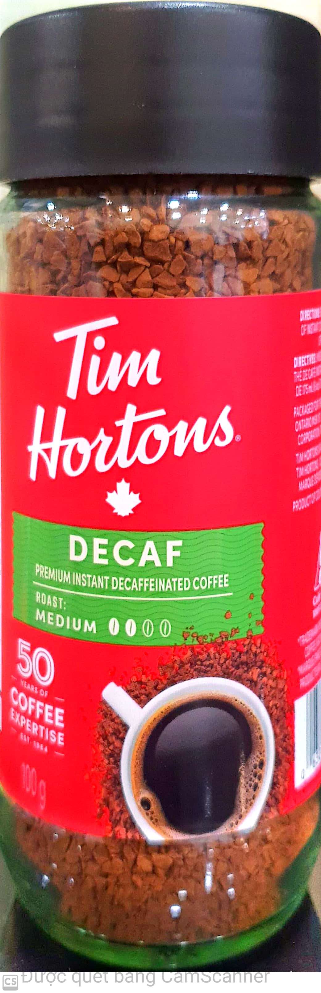 Tim Hortons decaf instant coffee 100g