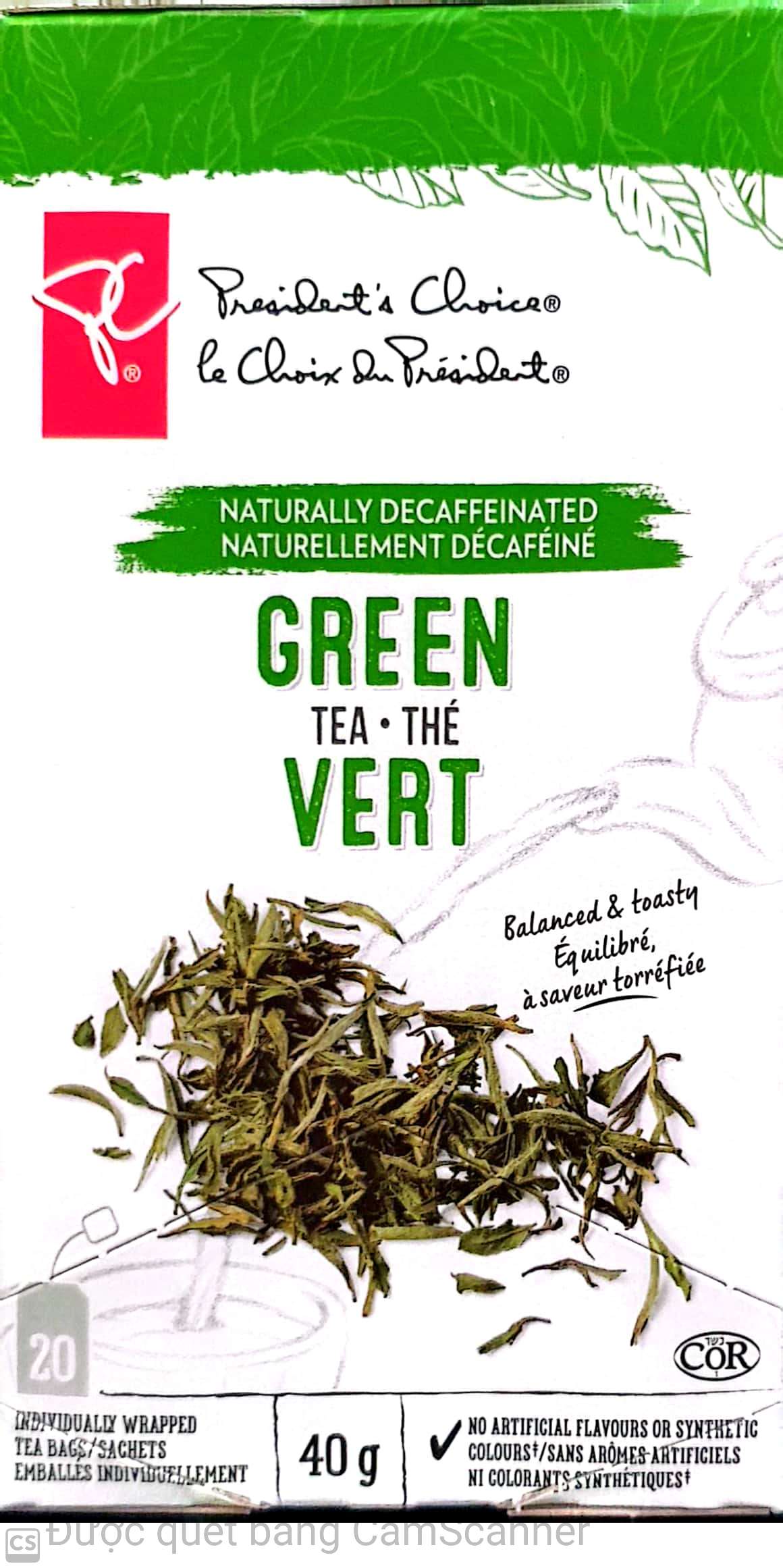 PC Green tea Vert (20 bagsx2g) 40g