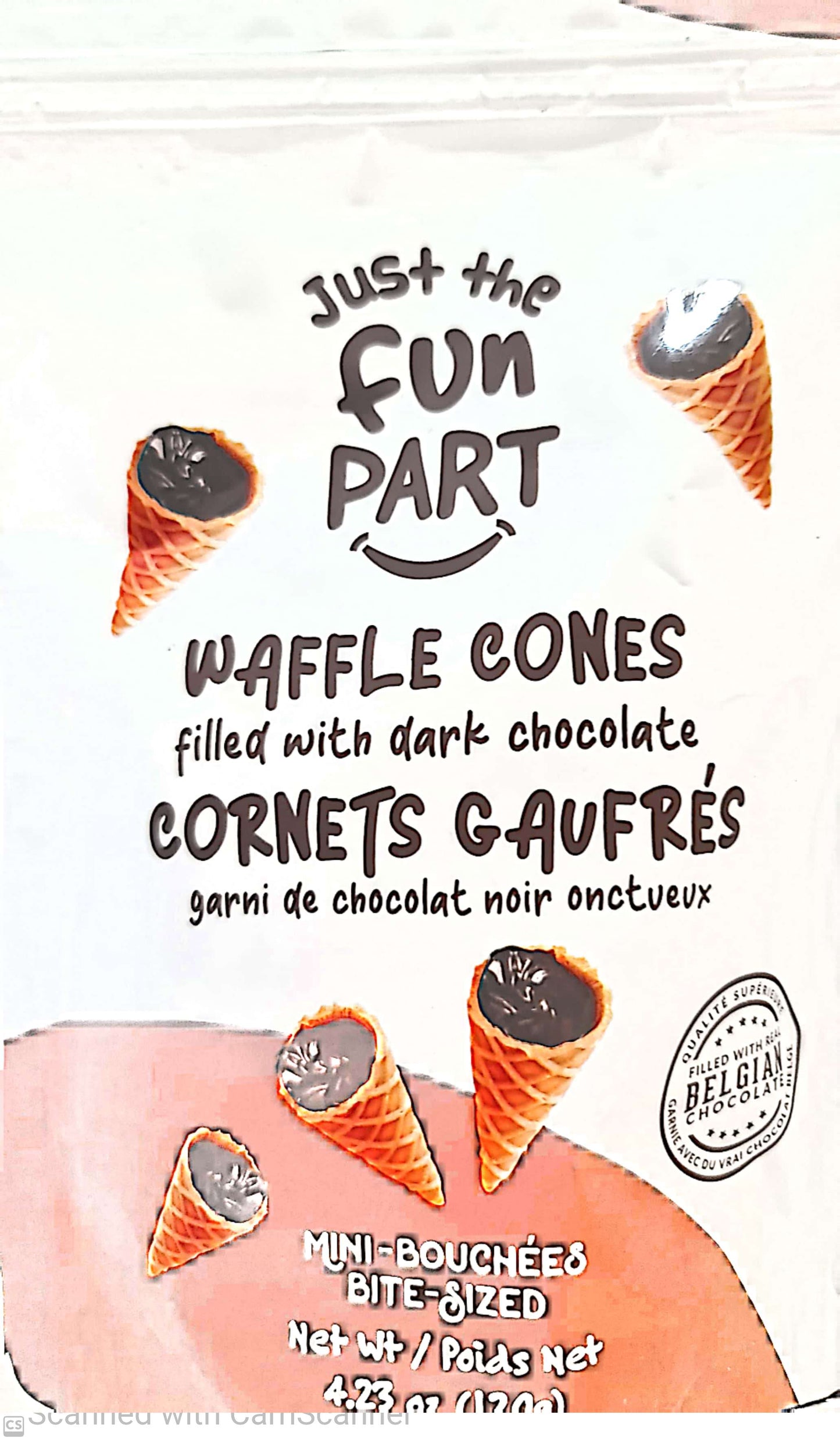 Waffle cones w dark choco 120g