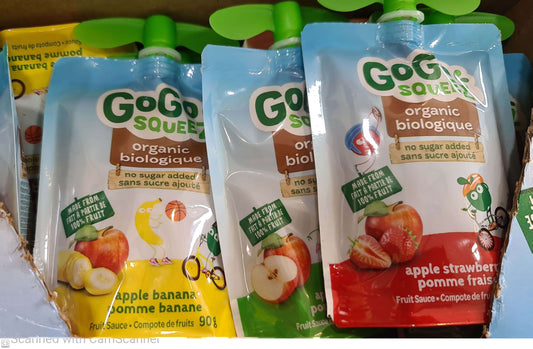 Gogo squeez Organic biologique no sugar added, gluten free, nuts free