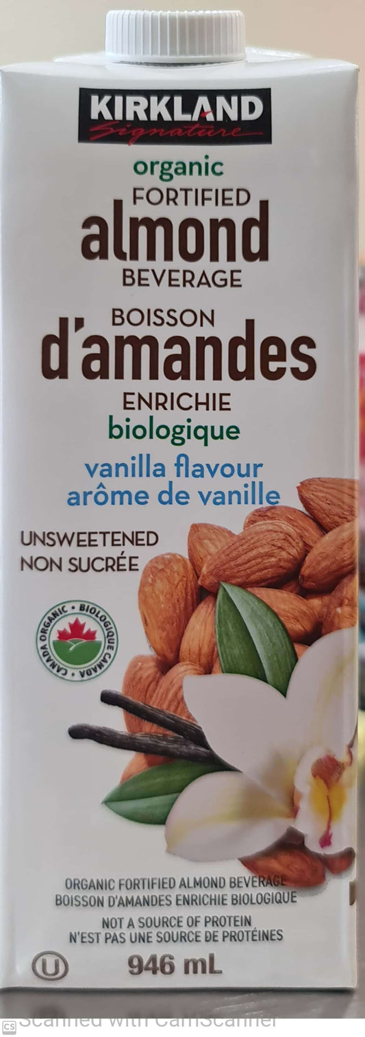 Kirkland organic almond beverage Vanilla 946ml