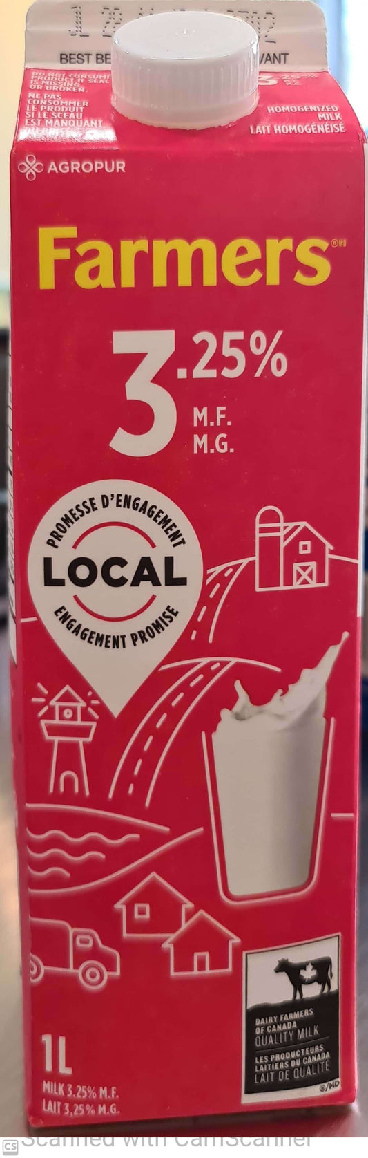 FARMERS MILK 3.25%  1L