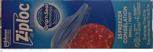 SCJ ZIPLOC ZIPPER SMALL FREEZER 25