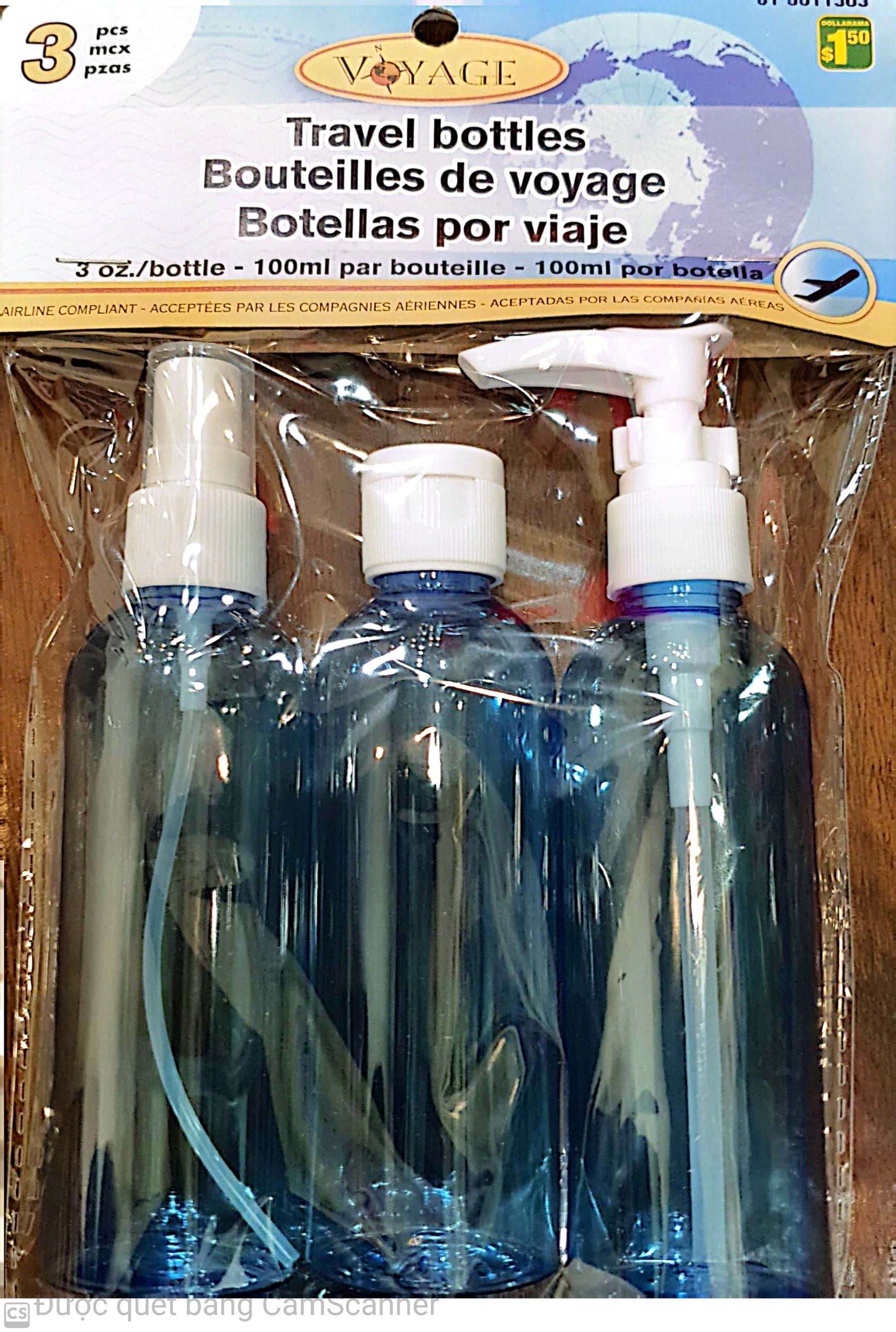 Voyage travel bottles 100ml x 3 pcs