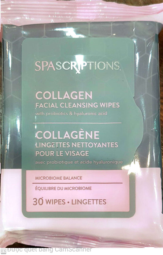 Spa scriptions Collagen Facial cleansing wipes 30 wipes