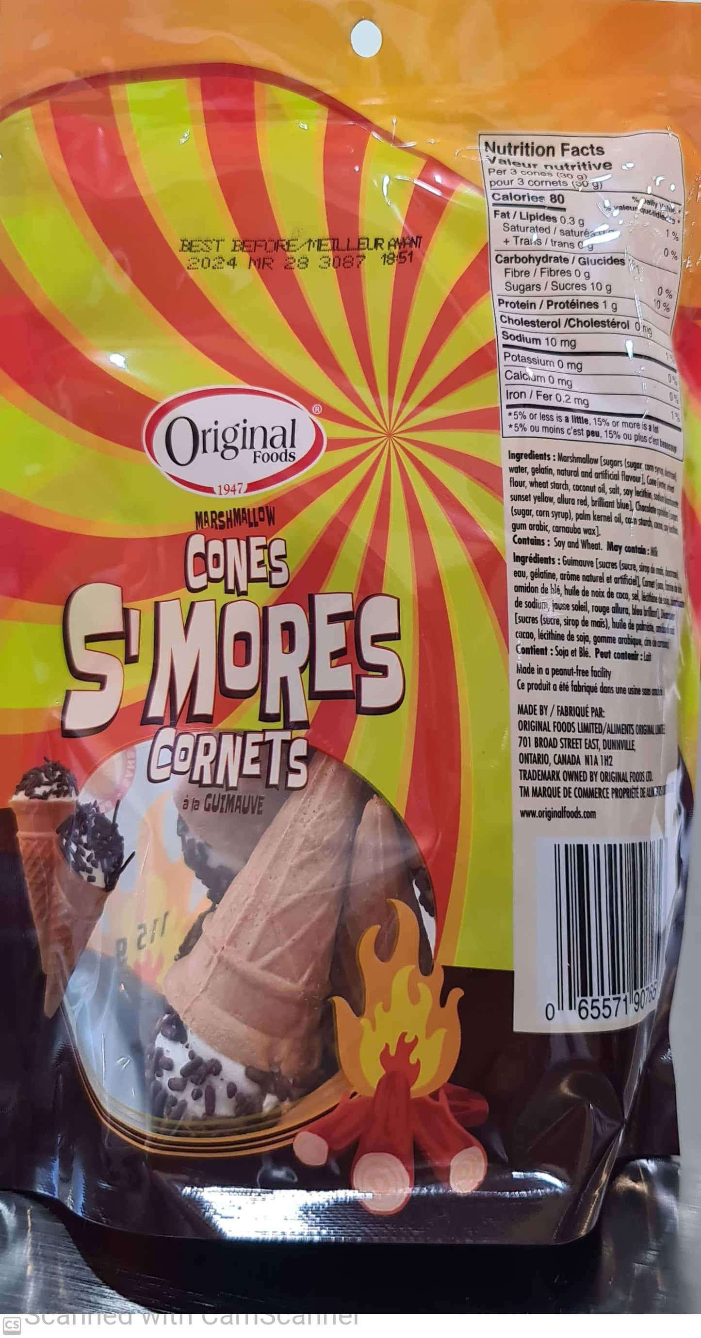 Original foods marshmallow cones candy 115g