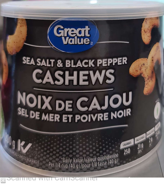 GV sea salt & black pepper CASHEWS 200g