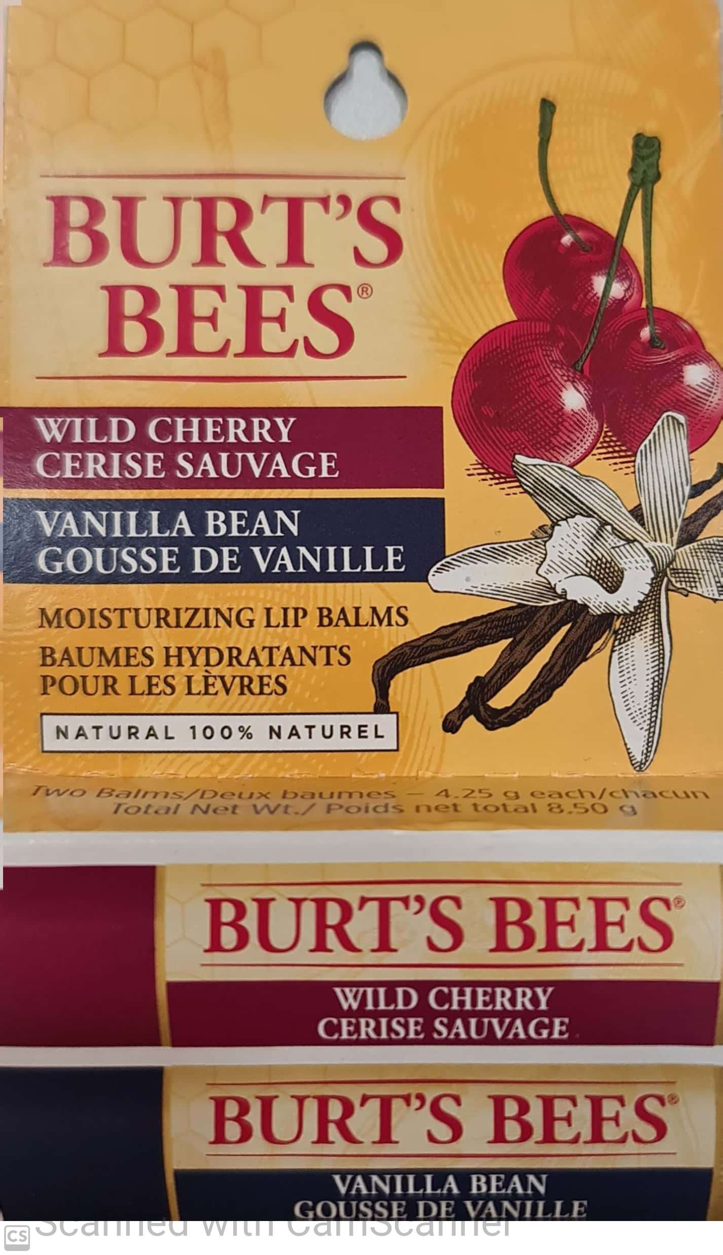 Burt's bees Wild cherry & vanilla lip balm 2 pcs