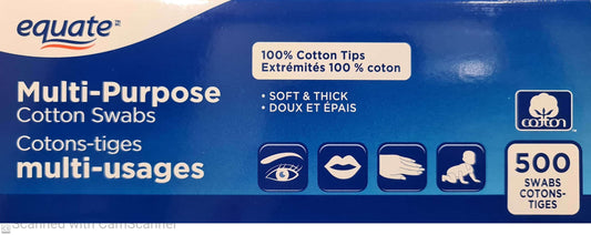 Equate cotton swabs 500/box