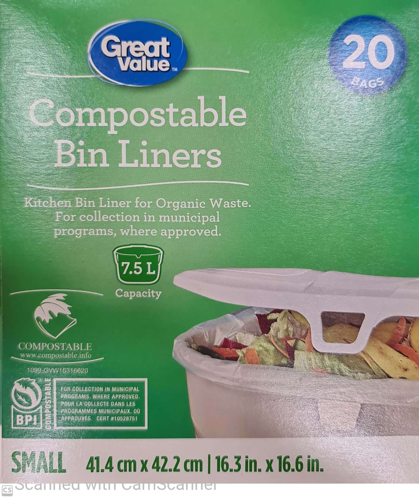 GV Compostable bin liners small 7.5L 20 bags