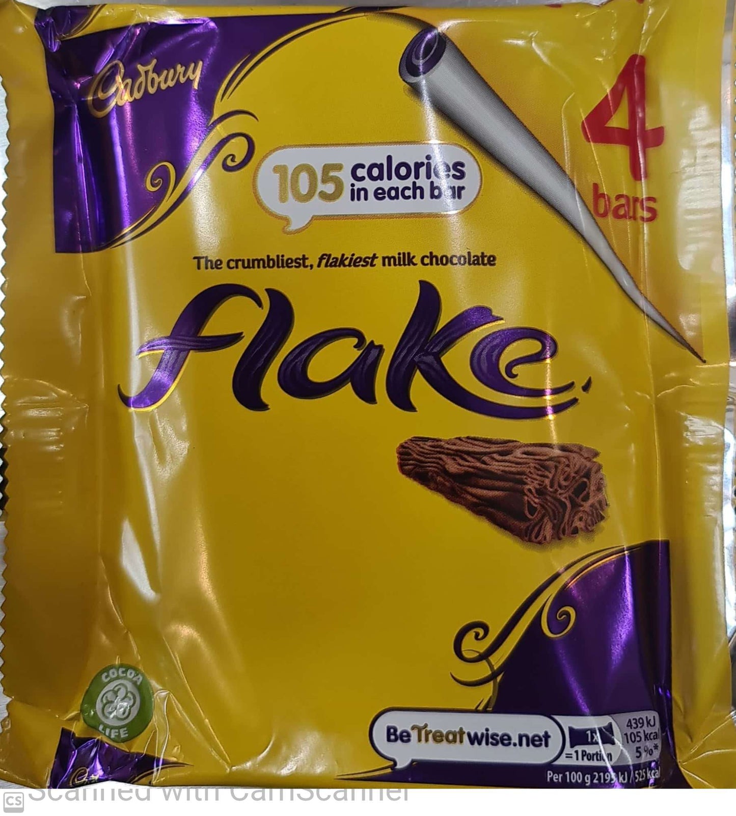 Cadbury milk chocolate bar FLAKE 4x20g