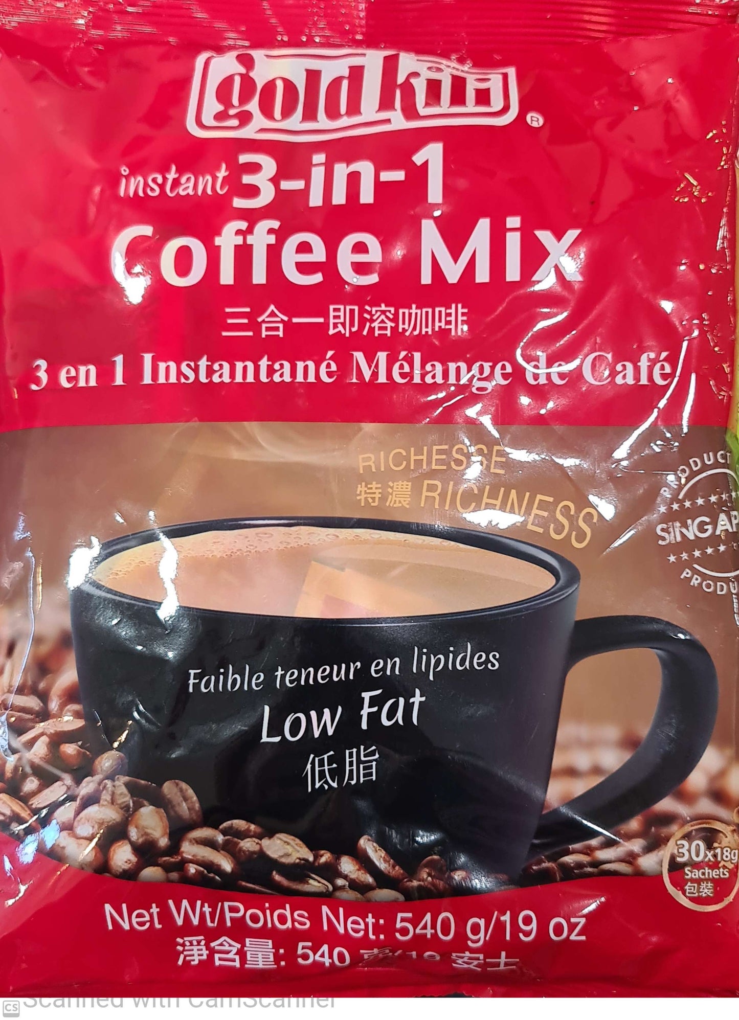gold kili coffee mix 3 in 1Low fat 540g