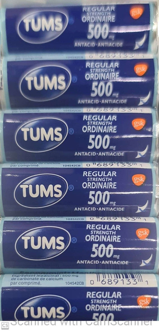 TUMS Antacid Regular peppermint rolls 12/roll