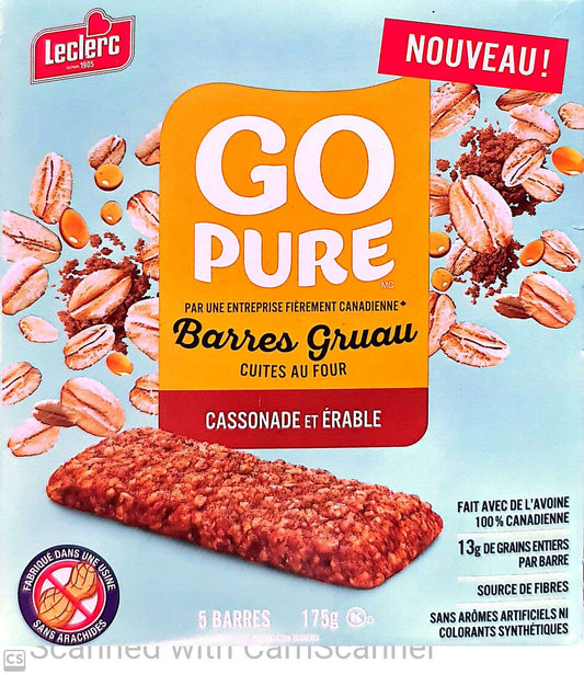 Go Pure Oat meal bars brown sugar & maple 12g x 5