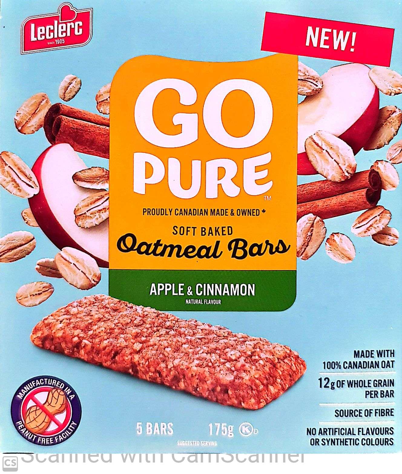 Go Pure Oat meal bars apple & cinnamon 12g x 5